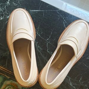 Stuart Weitzman Ivory Leather Loafers